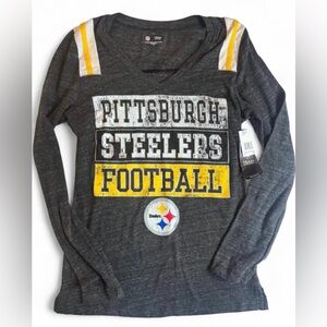 Team Apparel Pittsburgh Steelers Long Sleeve Tee - Gray and Yellow